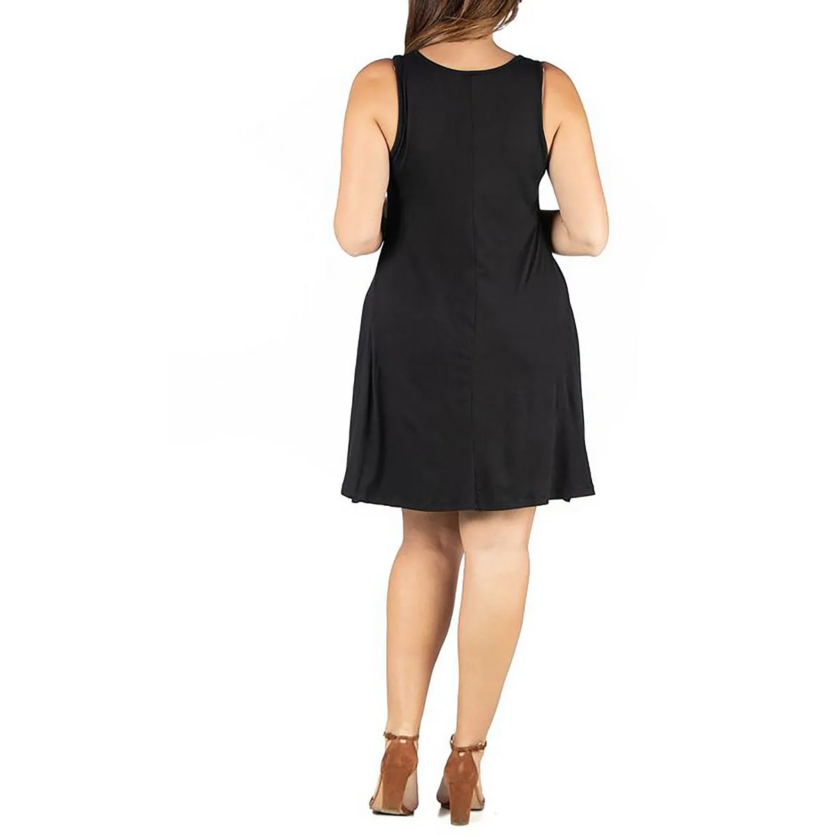 24seven Comfort Apparel Womens Plus Sleeveless Knee-Length Mini Dress