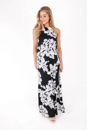 Always Blooming Maxi Dress - Black/White