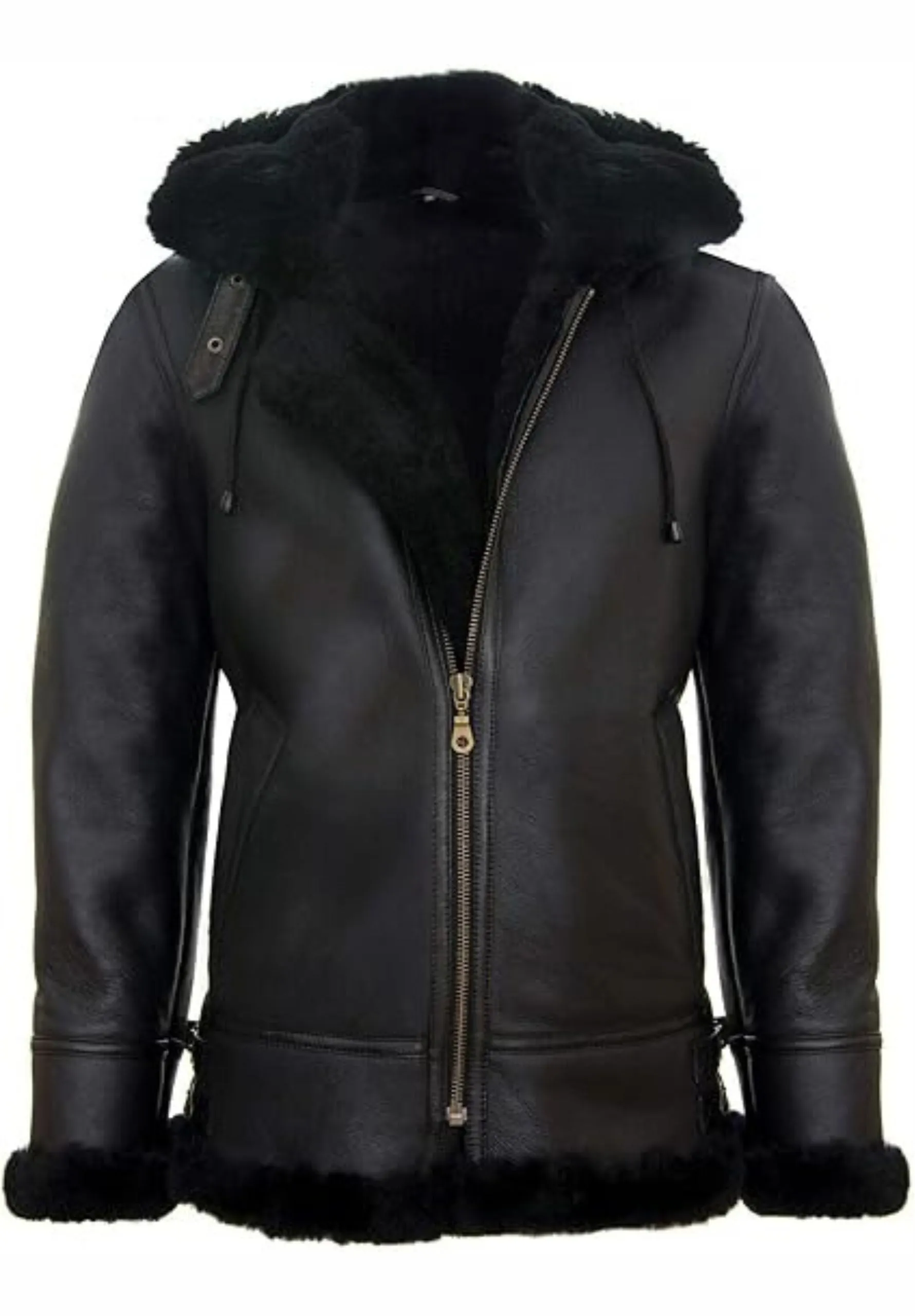 B3 Buck Black Leather Bomber Jacket