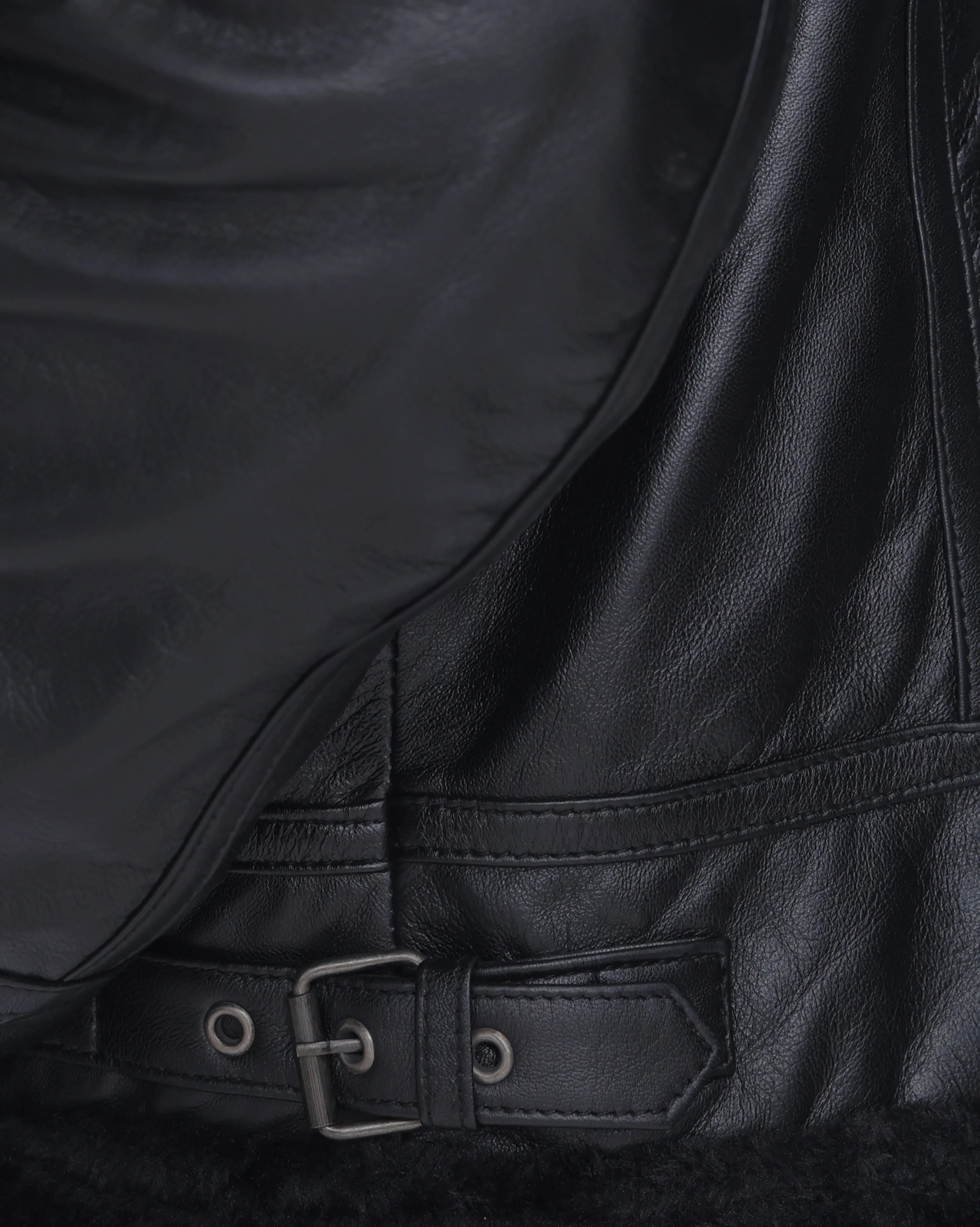 B3 Buck Black Leather Bomber Jacket