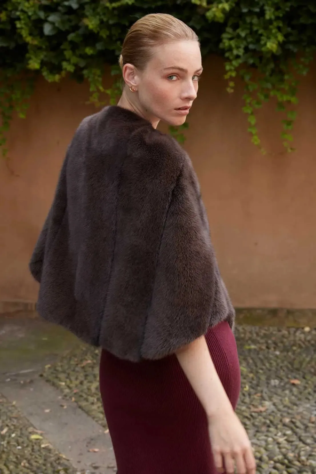 Brown mink shawl