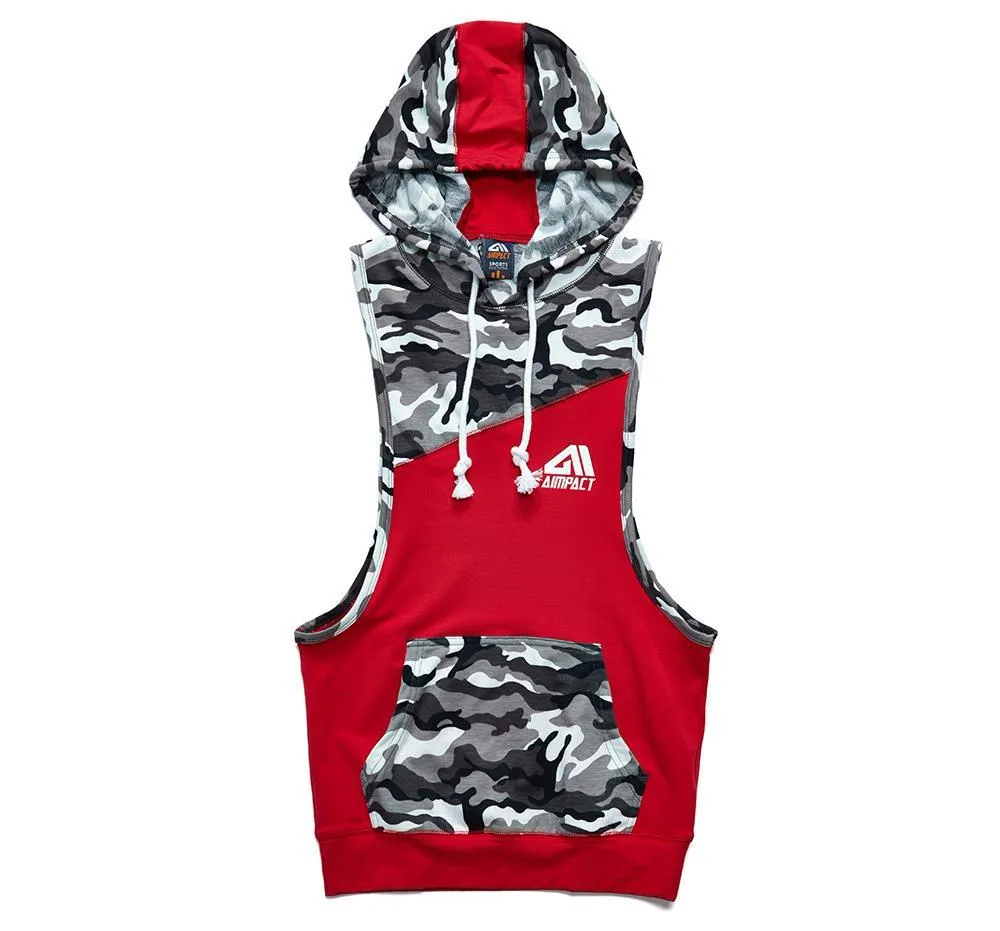 Camouflage Patchwork Fitness Sleeveless Hoodie Tank Top