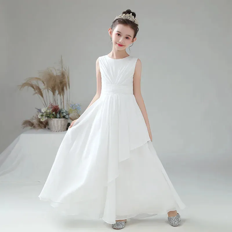 Chiffon Flower Girl Dress for Weddings, First Communion, and Junior Bridesmaids