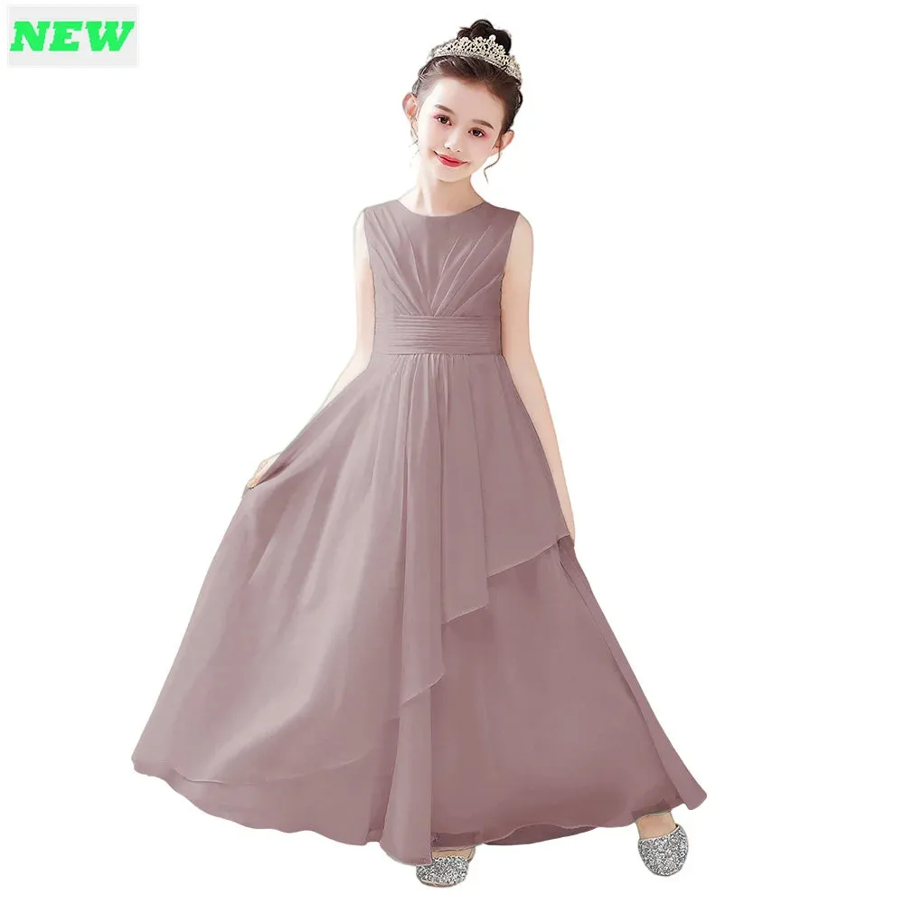 Chiffon Flower Girl Dress for Weddings, First Communion, and Junior Bridesmaids