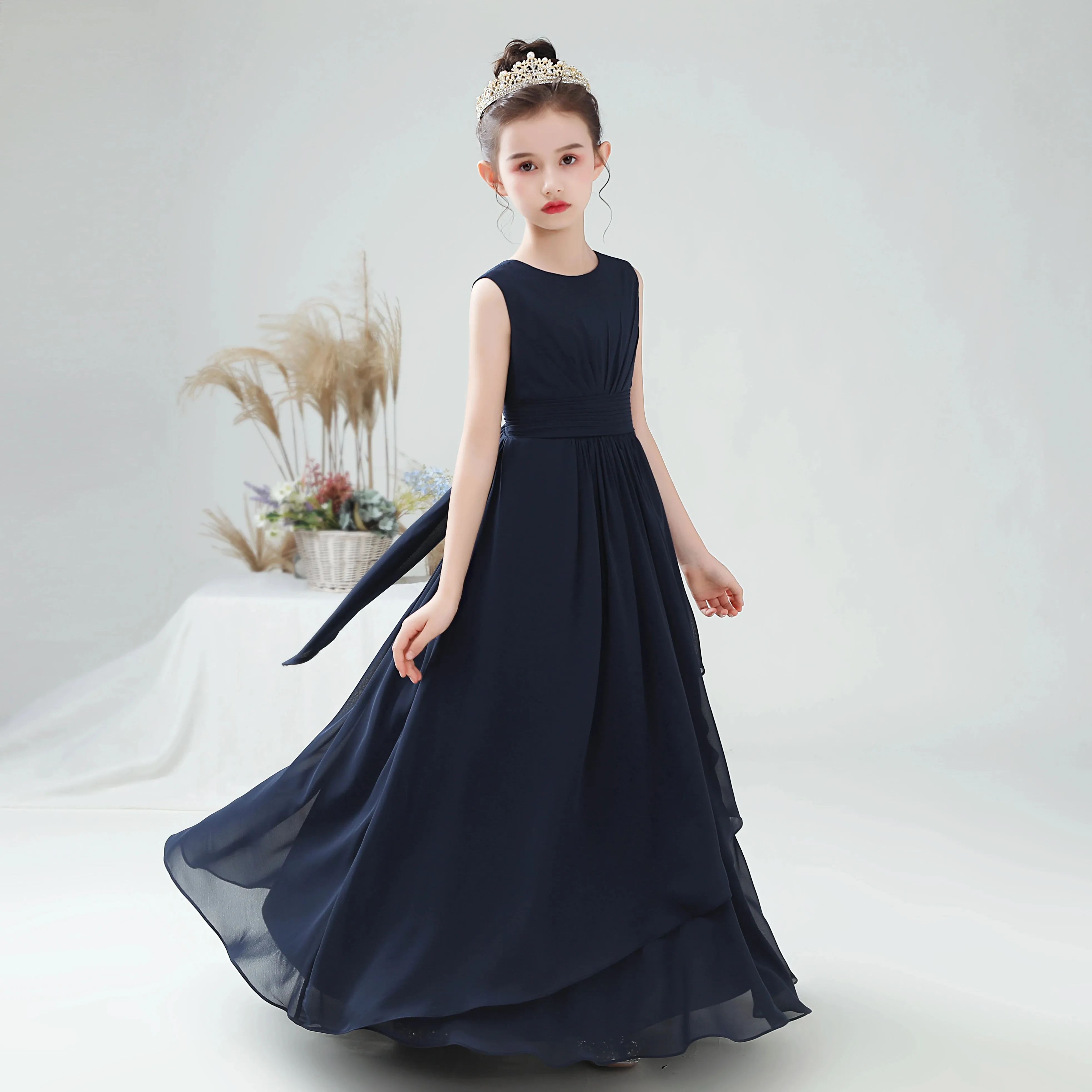 Chiffon Flower Girl Dress for Weddings, First Communion, and Junior Bridesmaids