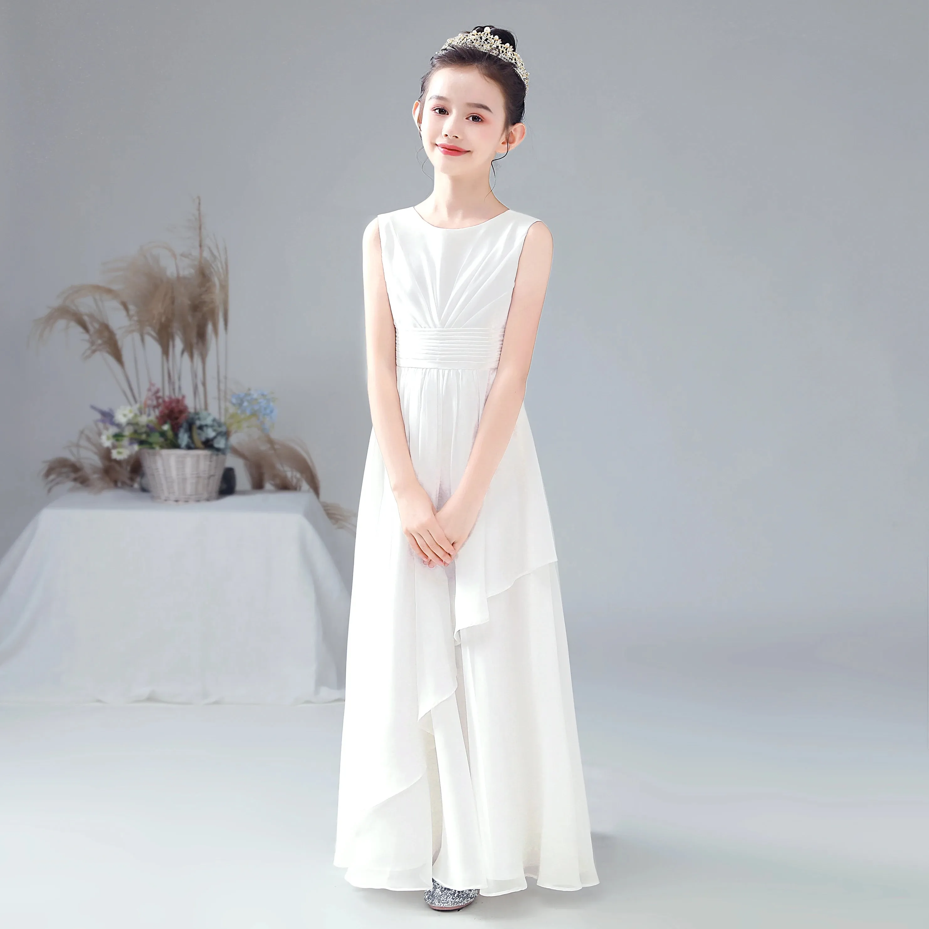 Chiffon Flower Girl Dress for Weddings, First Communion, and Junior Bridesmaids