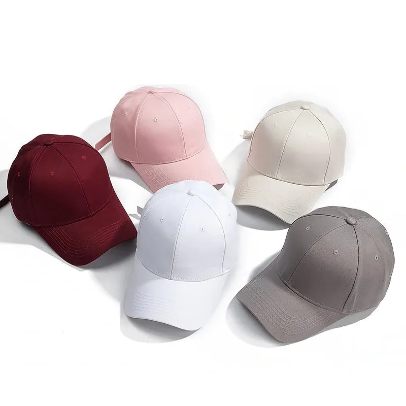 Cotton Solid Simple Color Baseball Adjustable Snapback Cap