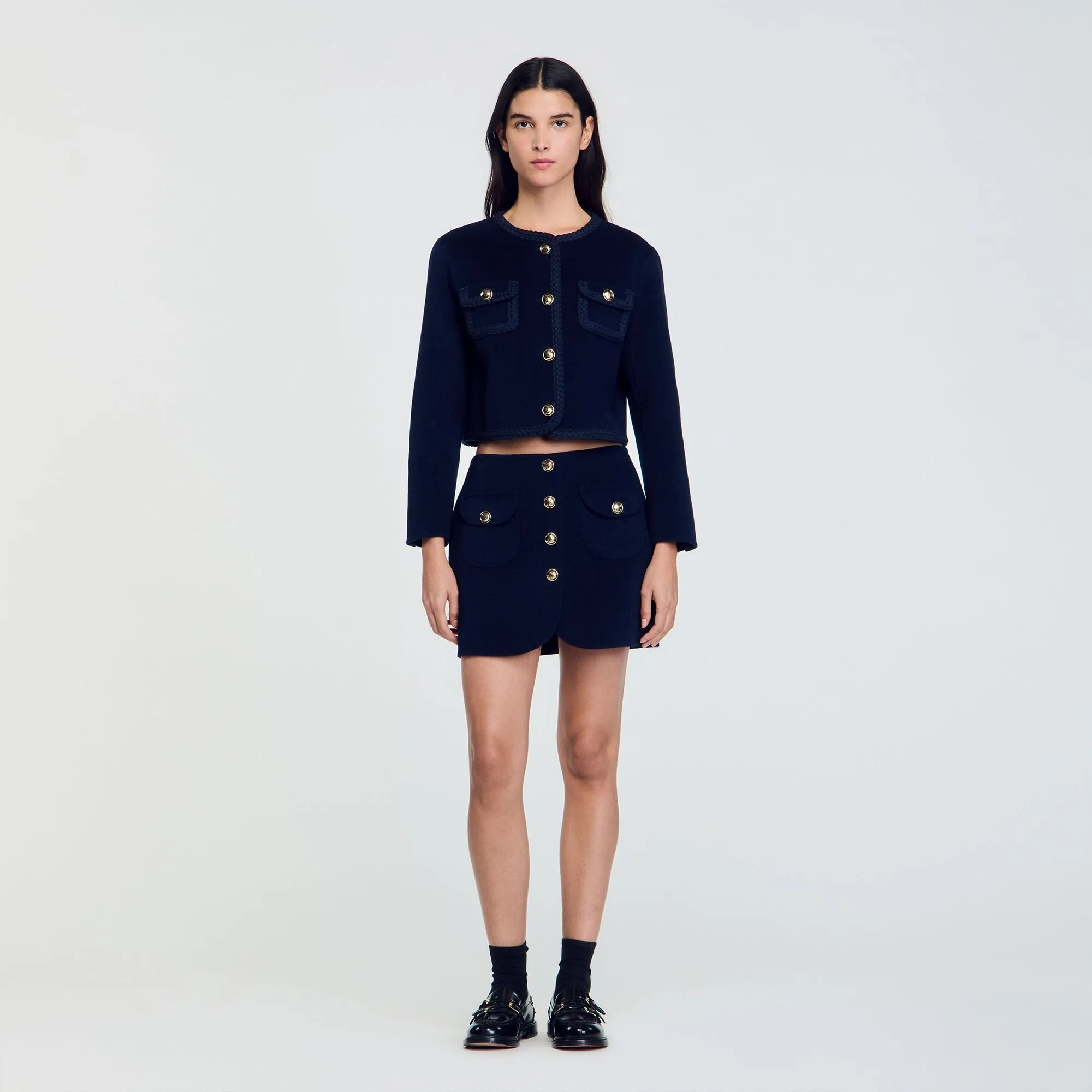 Double-Faced Short Wool Skirt