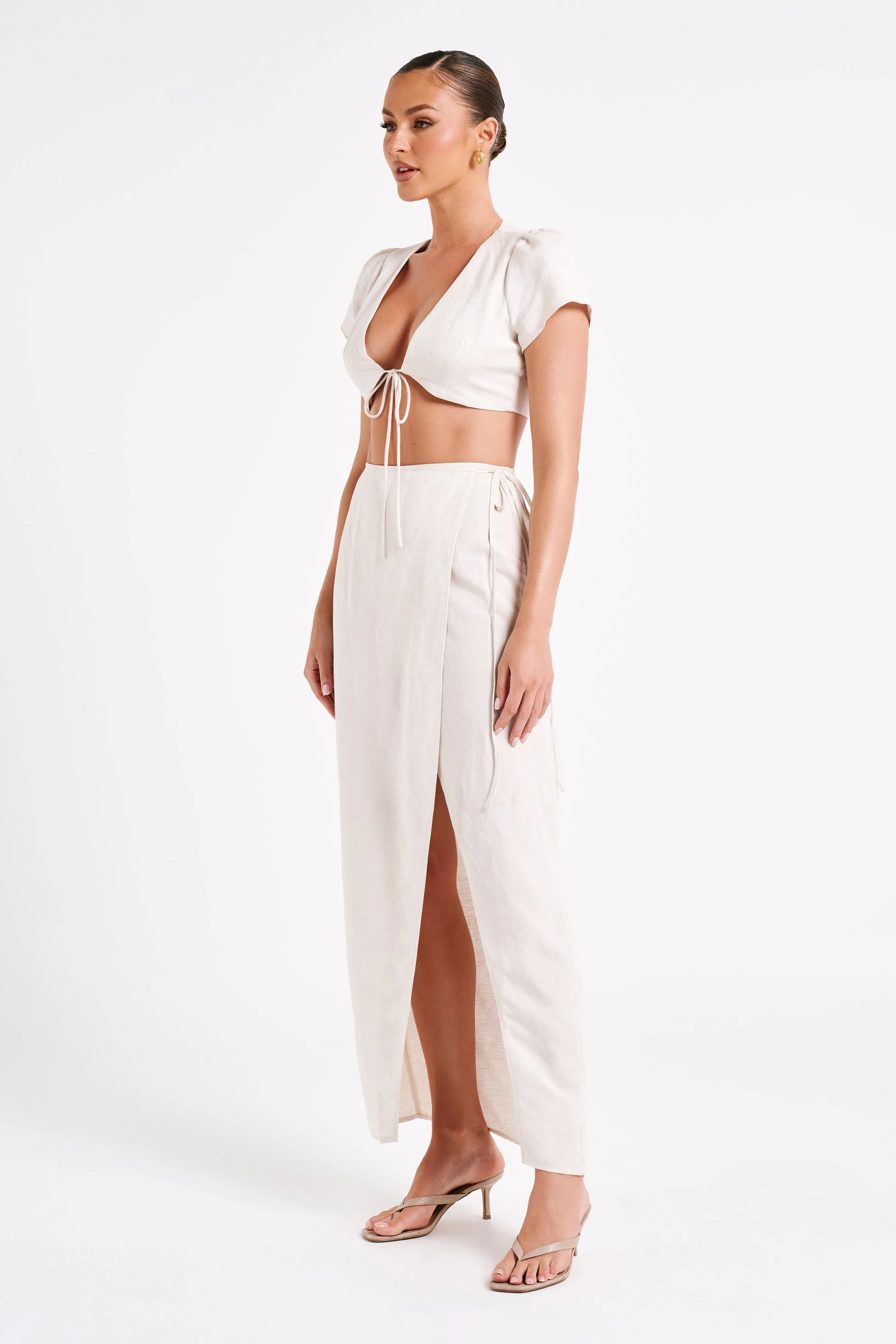 Fatima Linen Crop Top - Natural