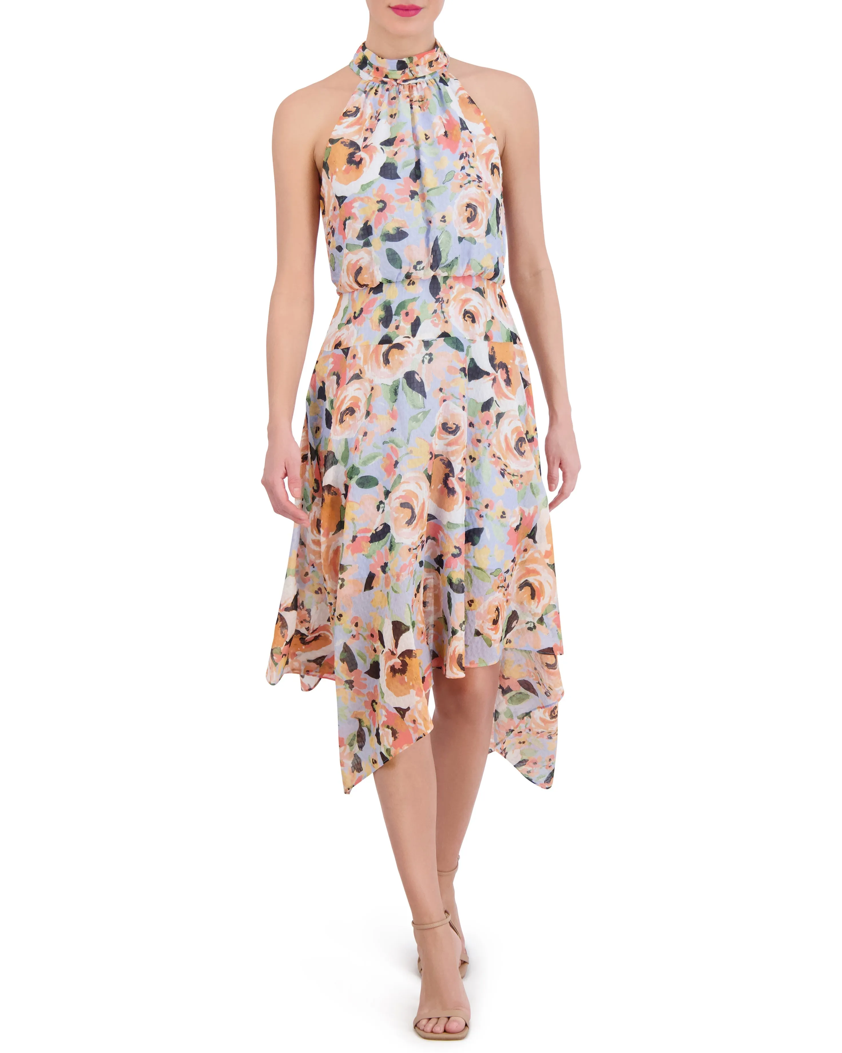 Floral-Print Asymmetric-Hem Dress