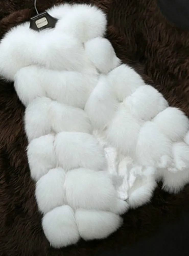 Fur Vest coat Luxury Faux Fox Warm Women Coat Vests