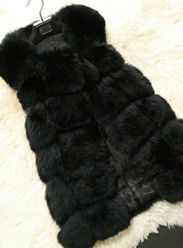 Fur Vest coat Luxury Faux Fox Warm Women Coat Vests