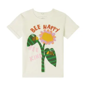 Girls White Bee Happy T-Shirt