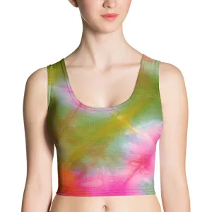 Green Pink Tie Dye Crop Top