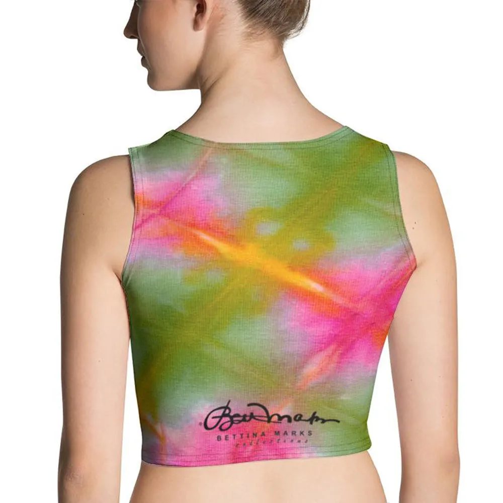 Green Pink Tie Dye Crop Top