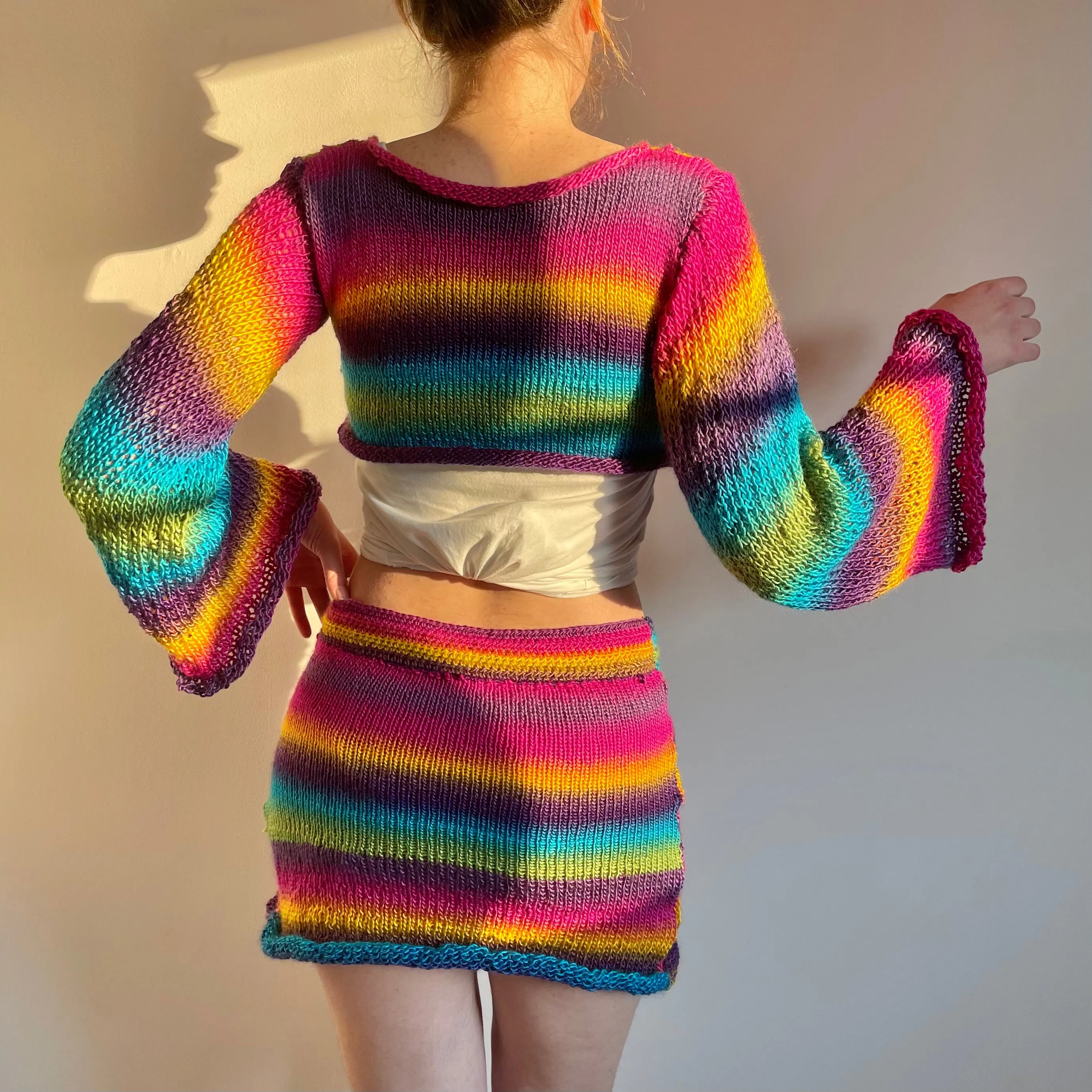 Handmade knitted ombré mini skirt - Sunshine colourway