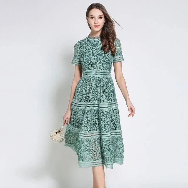 Hollow Out Casual Lace knee length Dress (US 0-10)