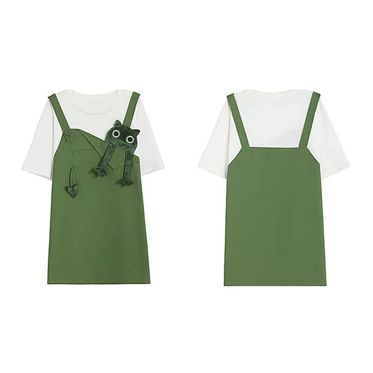 Hop into Fun: Cartoon Frog T-shirt Dress