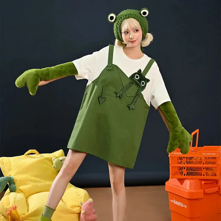 Hop into Fun: Cartoon Frog T-shirt Dress