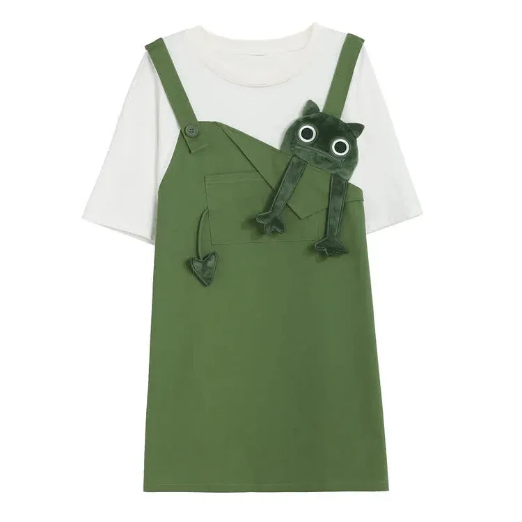 Hop into Fun: Cartoon Frog T-shirt Dress