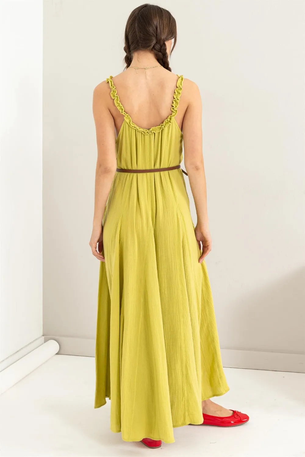 HYFVE Frill Sleeveless A-Line Maxi Dress