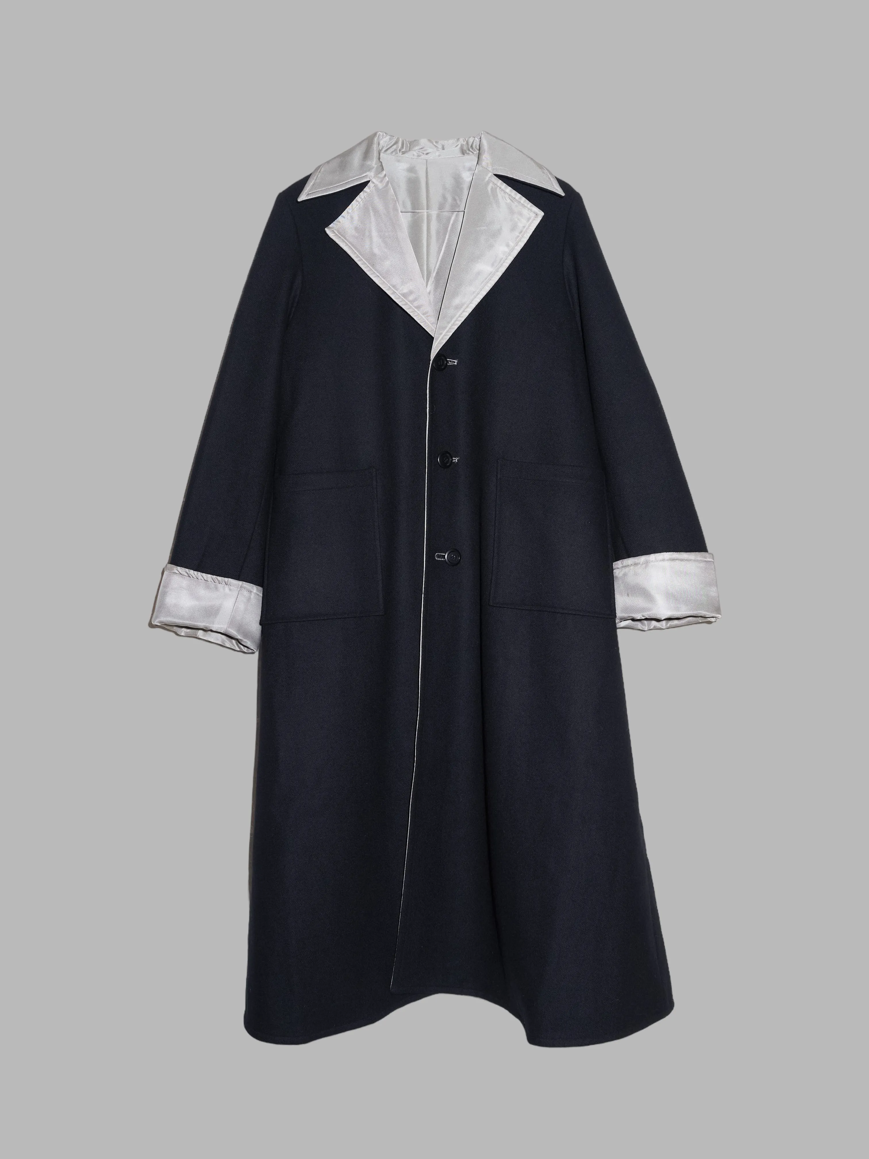 I Wish Y’s Bis Yohji Yamamoto 1990s reversible black silver melton wool coat