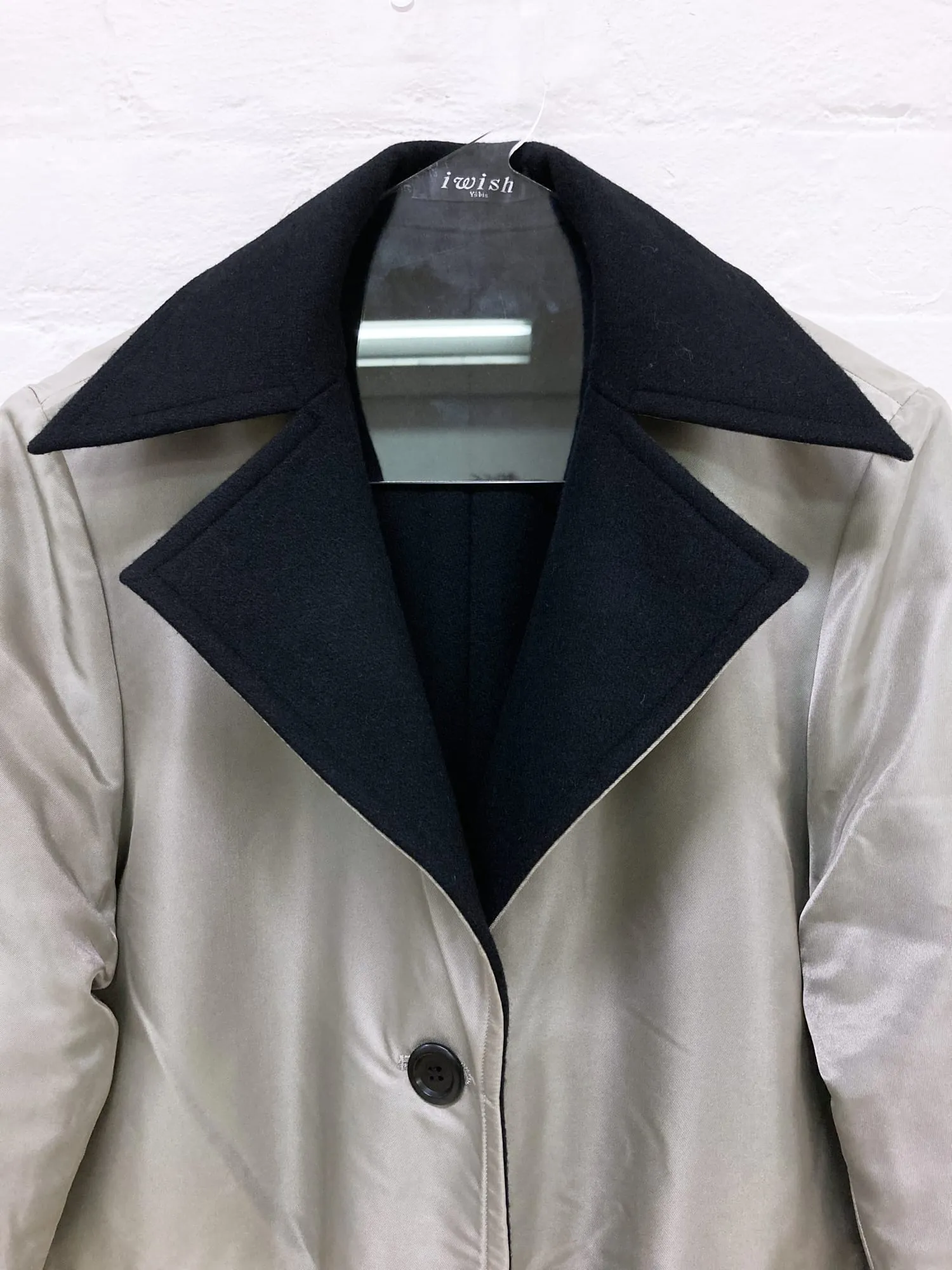 I Wish Y’s Bis Yohji Yamamoto 1990s reversible black silver melton wool coat