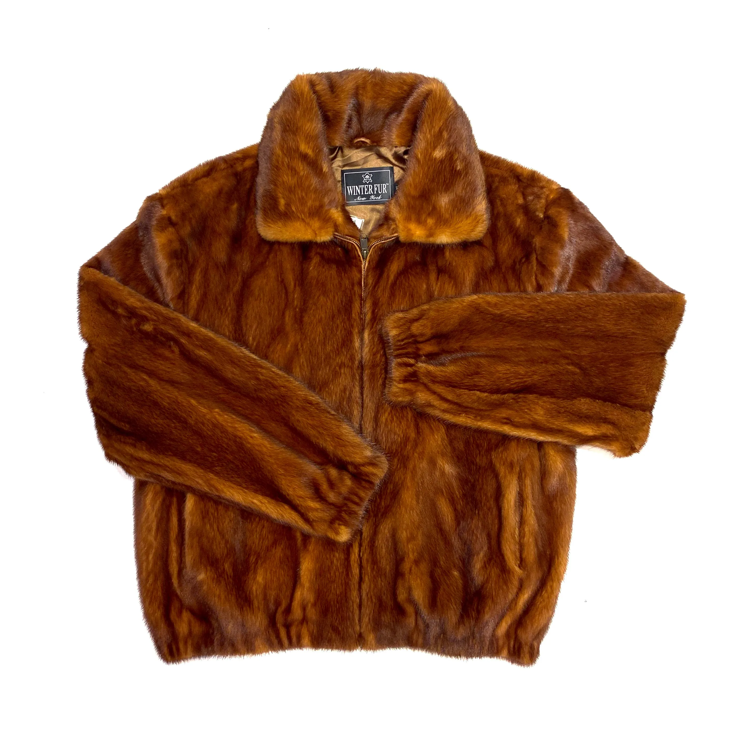 Kashani Men's Cognac Full Mink Fur Coat