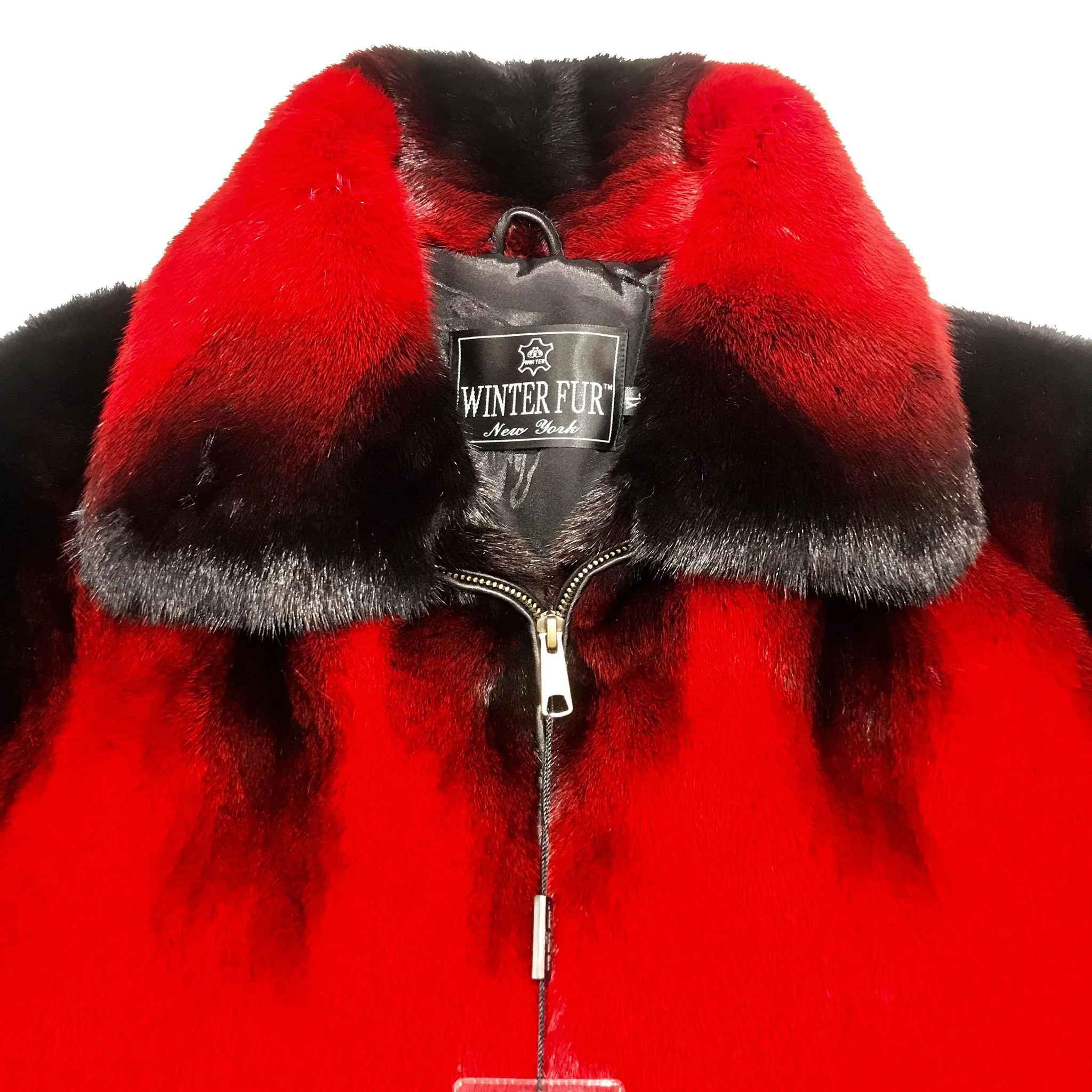 Kashani Wine Black Full Mink Fur Coat