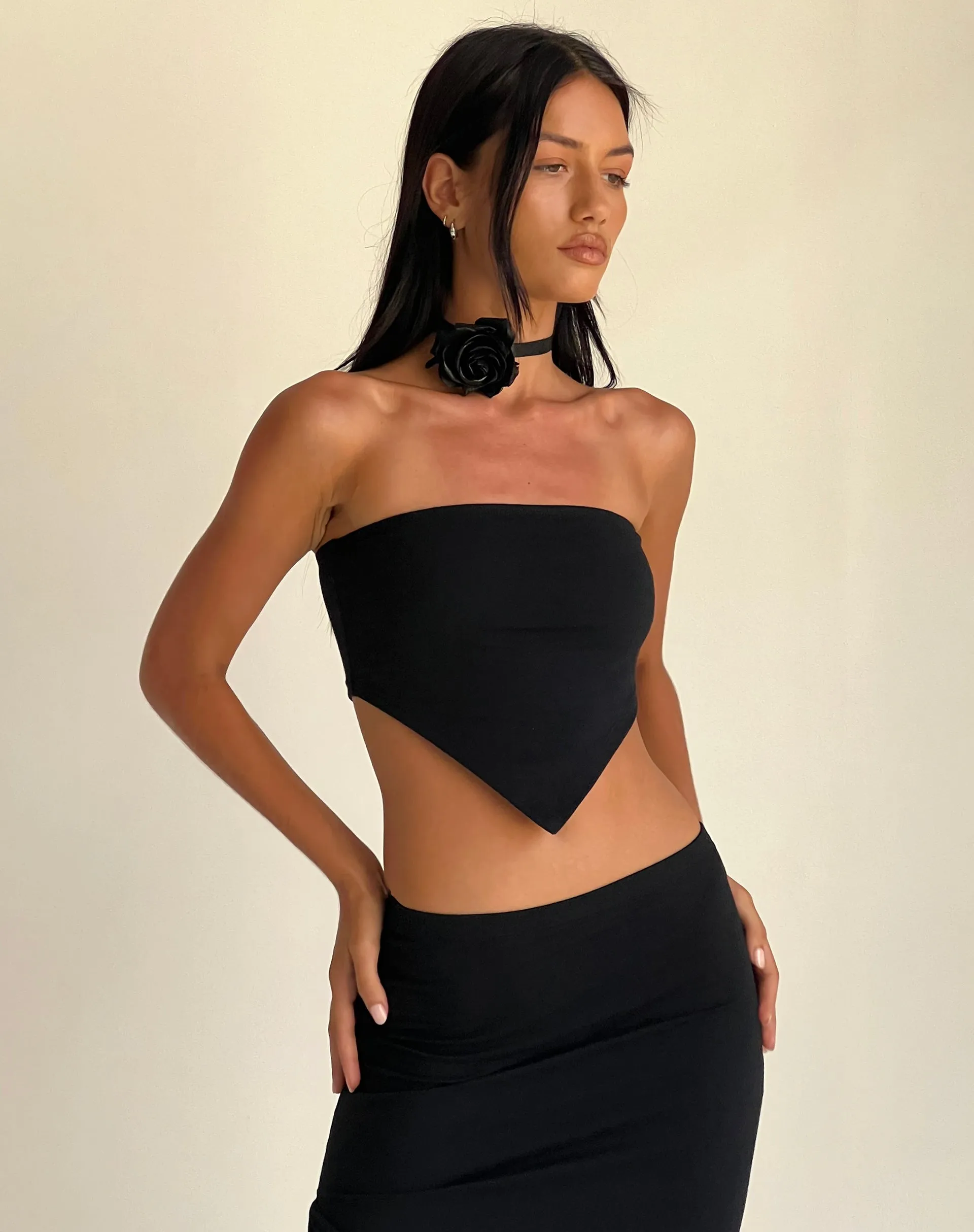 Ladshe Bandeau Top in Lycra Black