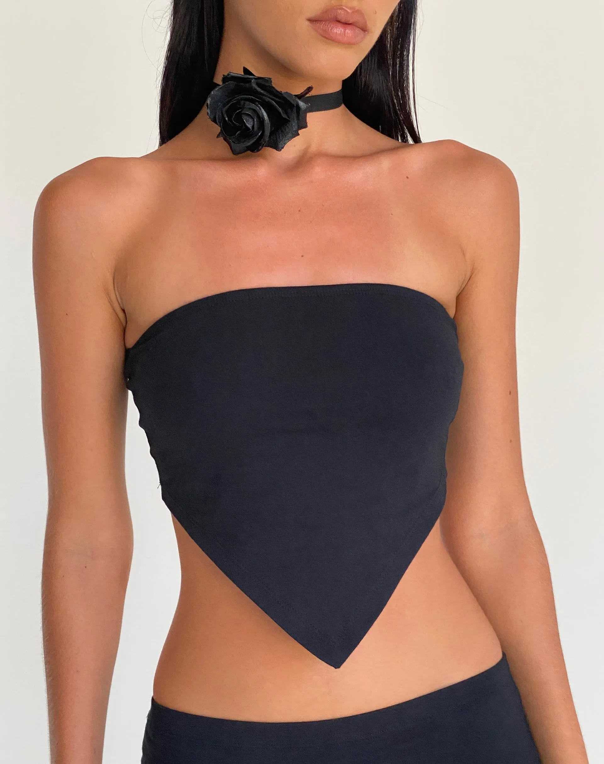 Ladshe Bandeau Top in Lycra Black