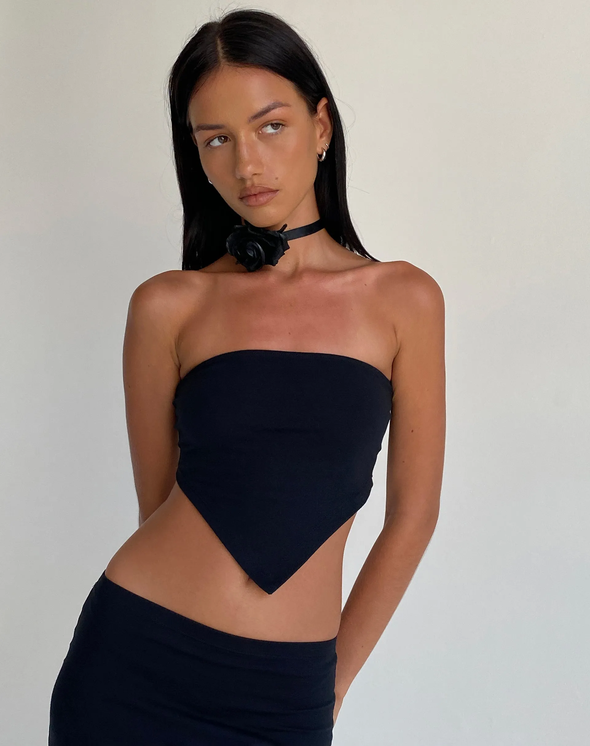 Ladshe Bandeau Top in Lycra Black