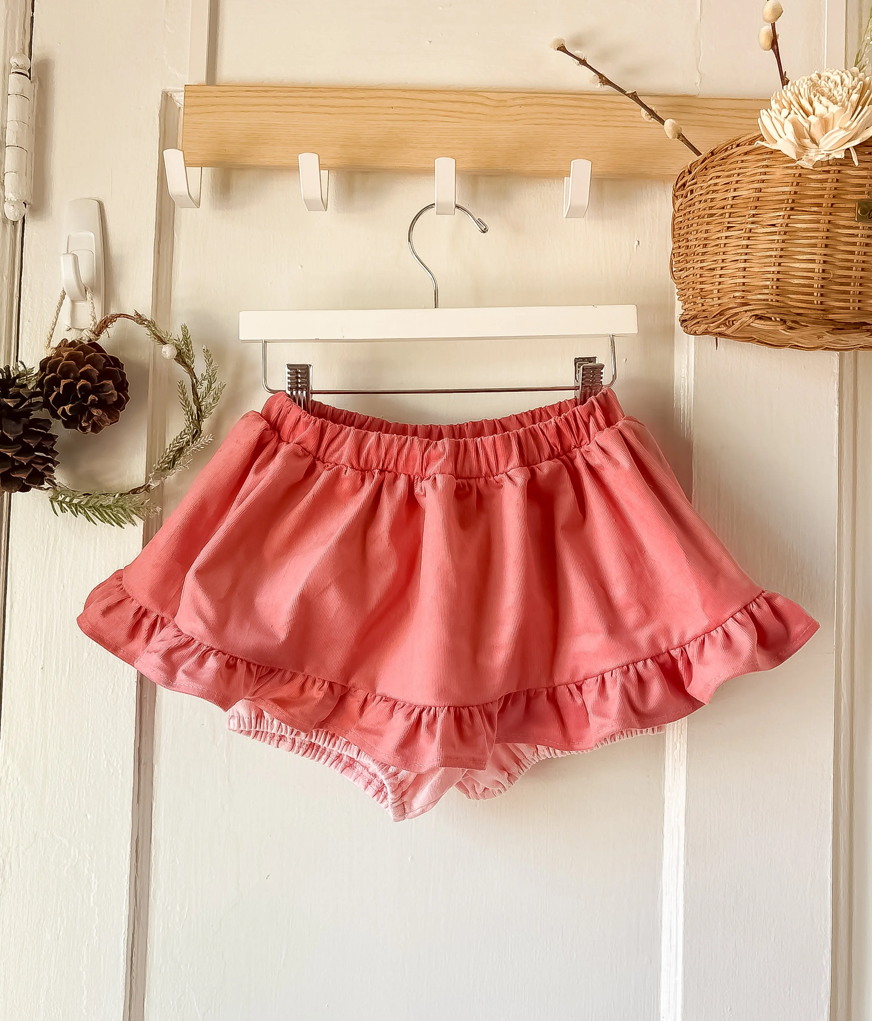 Le Petit Elle Charlie Skort | Rose Corduroy W/ Light Pink Knit Bloomers