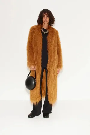 Lett Shaggy Faux Fur Coat | Wheat