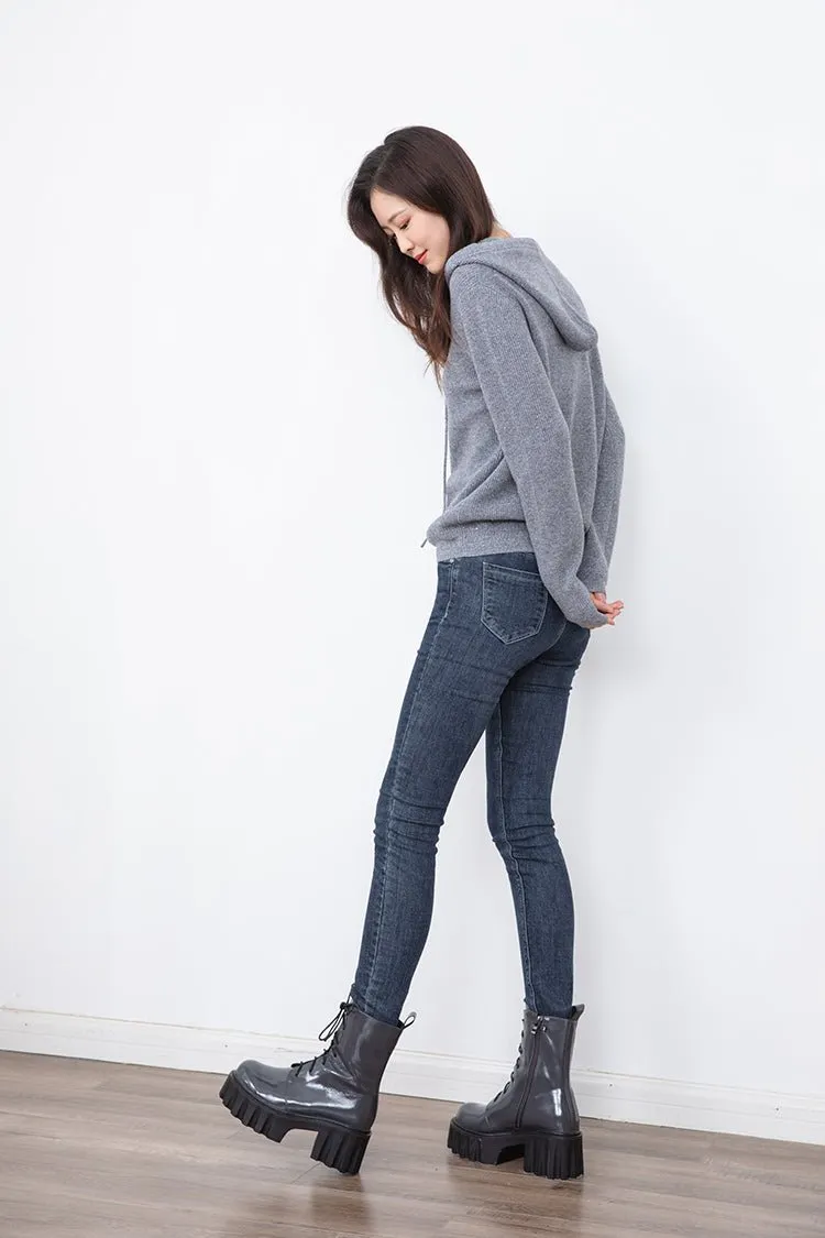 Light Grey wool Hooded Sweater