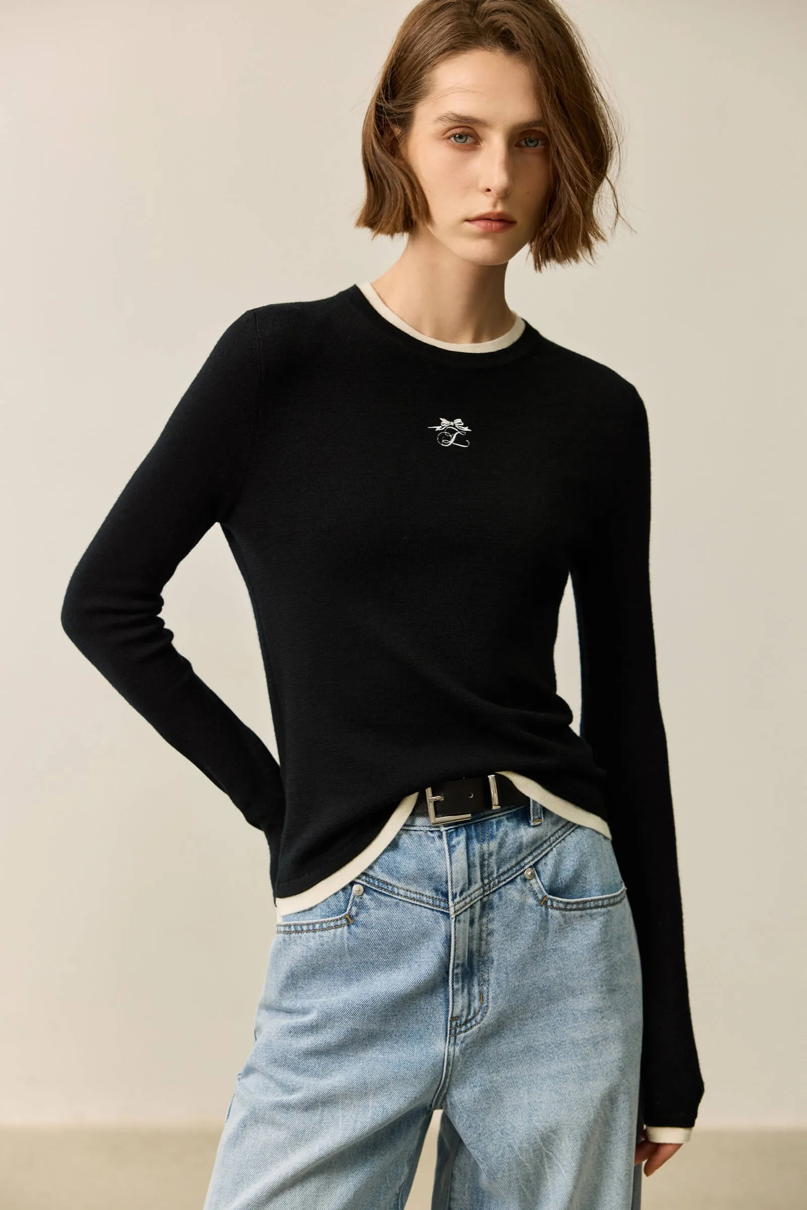 LILY Slim Fit Wool Crewneck Sweater