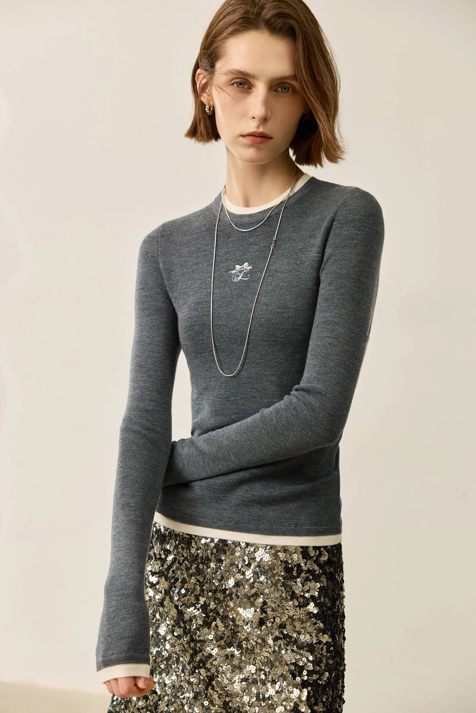 LILY Slim Fit Wool Crewneck Sweater