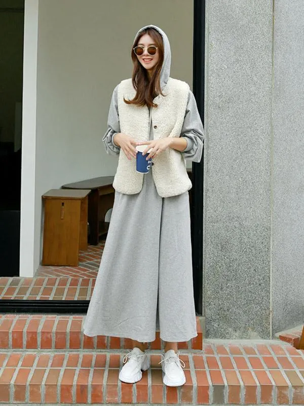 Loose Solid Color Casual A-Line Hoodie Dress