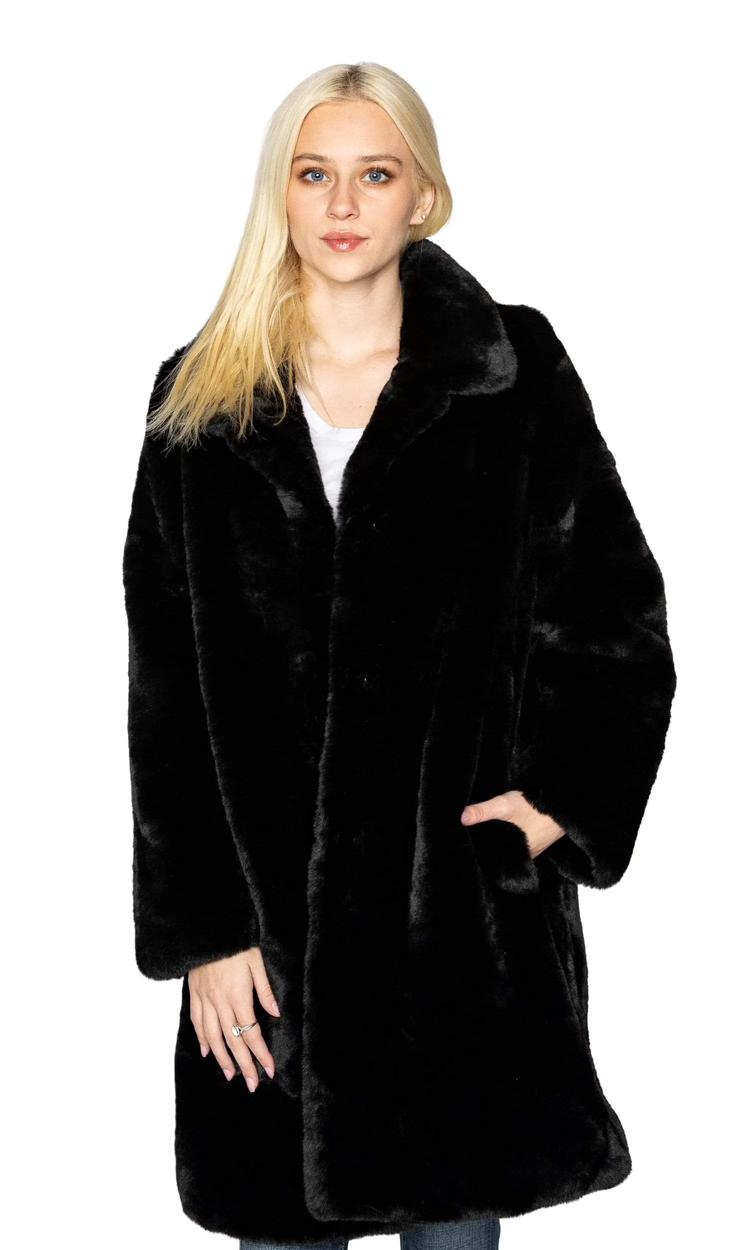 Love Token Turner Faux Fur 3/4 Length Coat