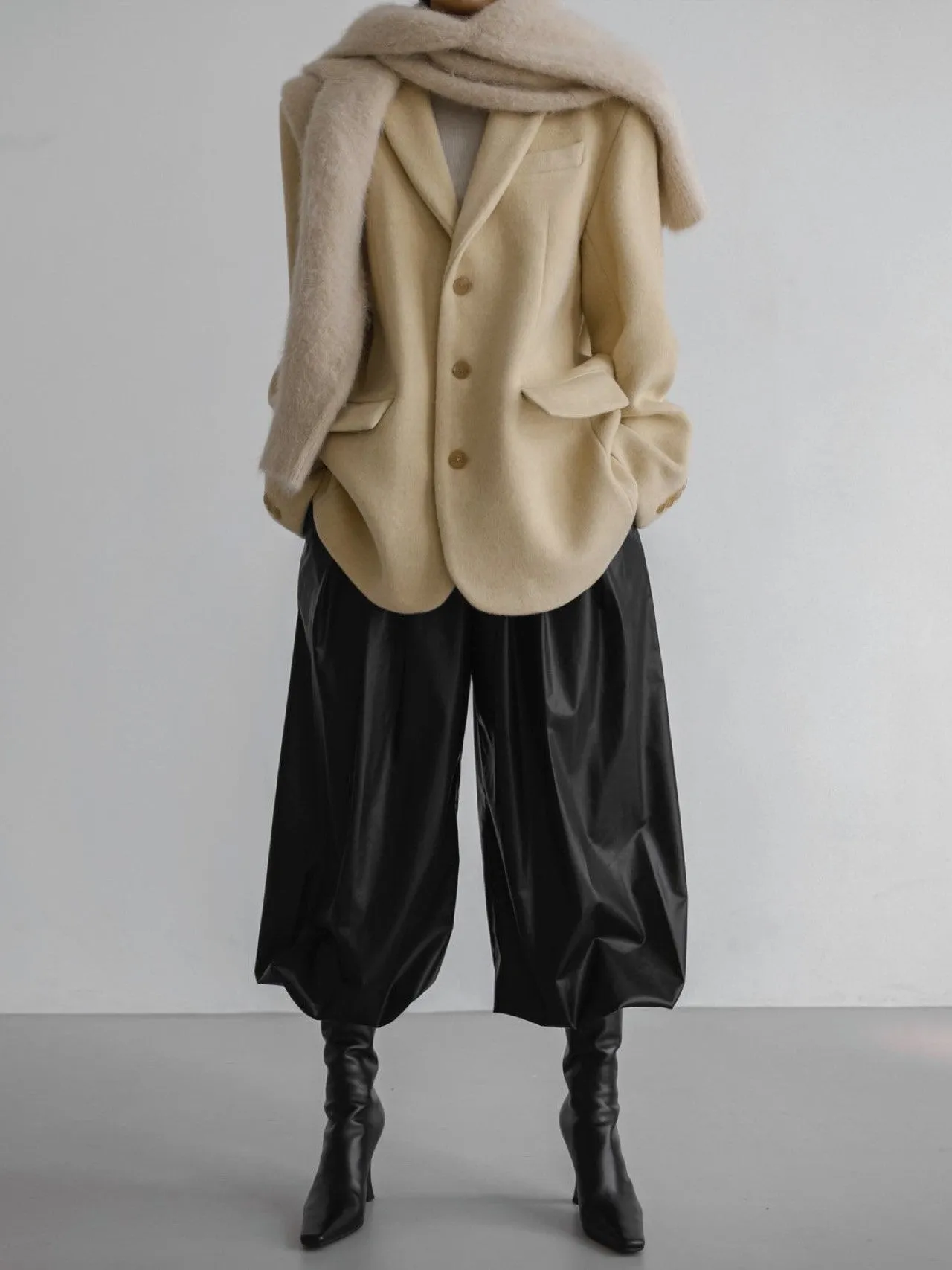 LUXE CAMEL WOOL BLEND OVERSIZED BLAZER