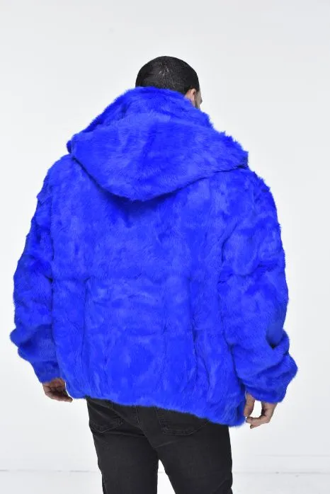 Men’s Rabbit Hooded Bomber Jacket - Royal Blue