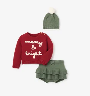 Merry & Bright Sweater, Skirt, & Hat Set