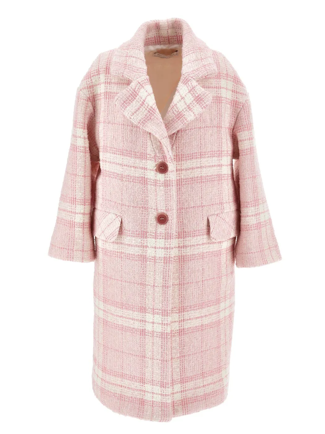 MONNALISA Pink Tartan bouclé coat for girl-17B109