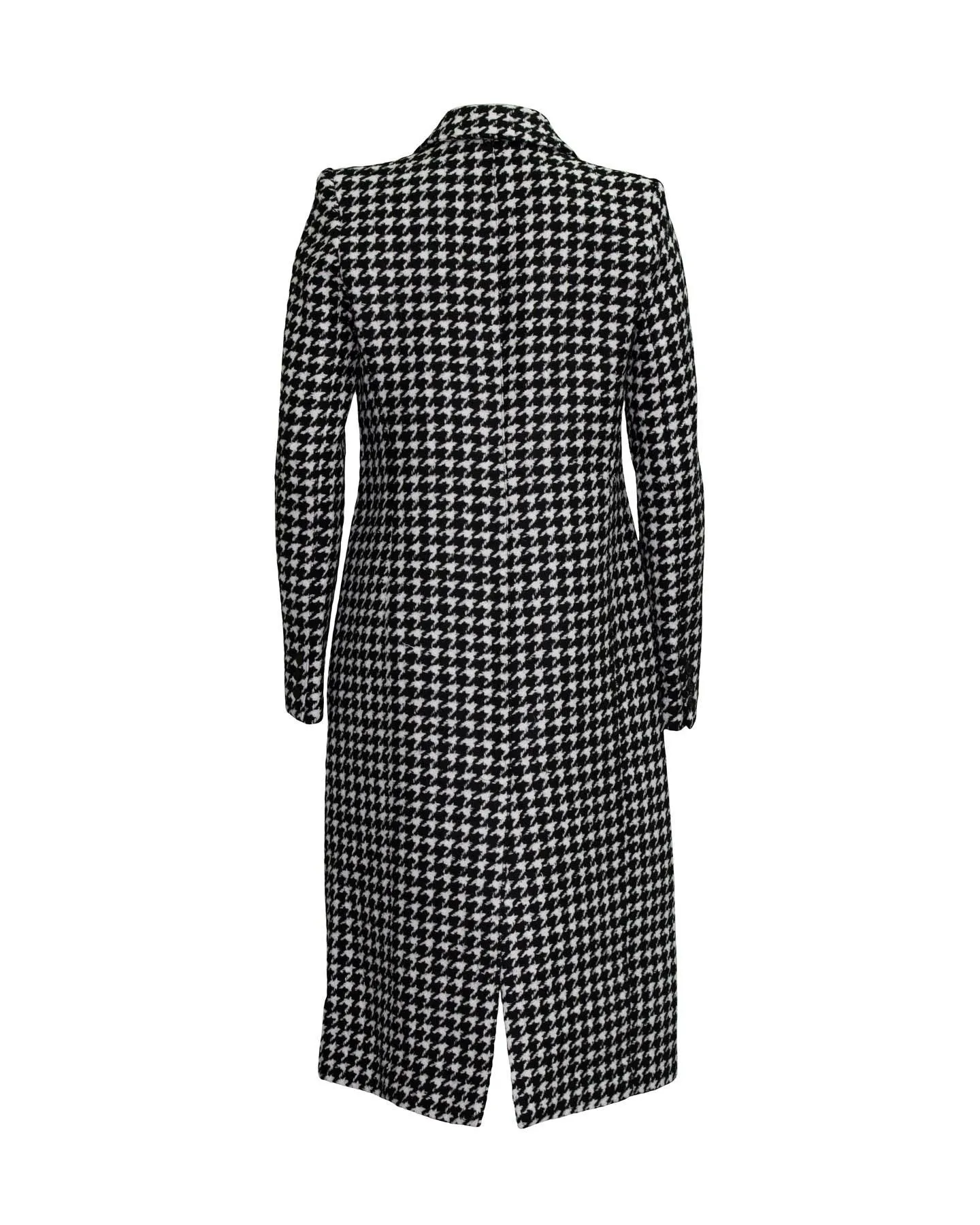 Peaked Lapel Coat Black White