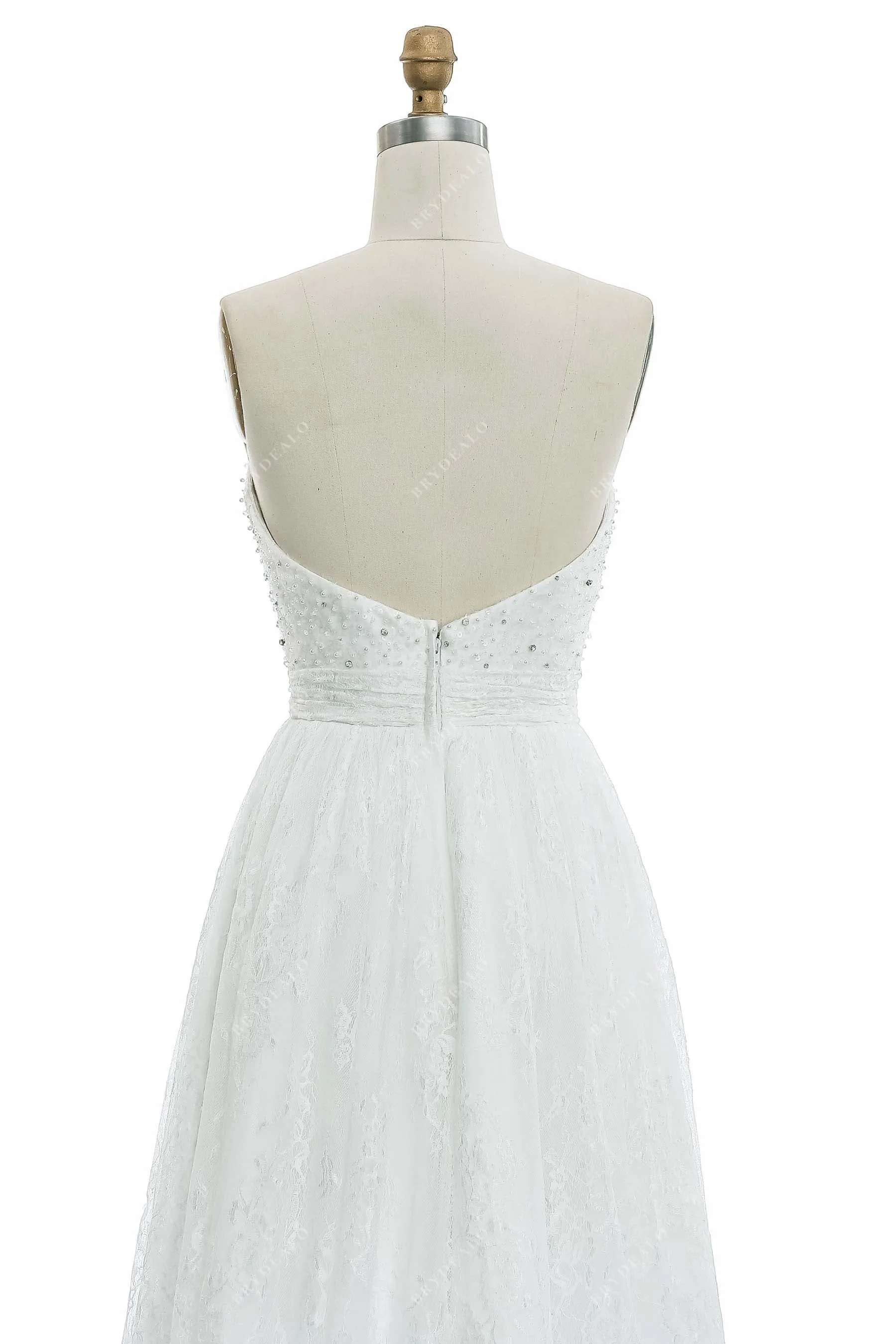 Pearls Strapless Sweetheart A-line Short Casual Wedding Dress