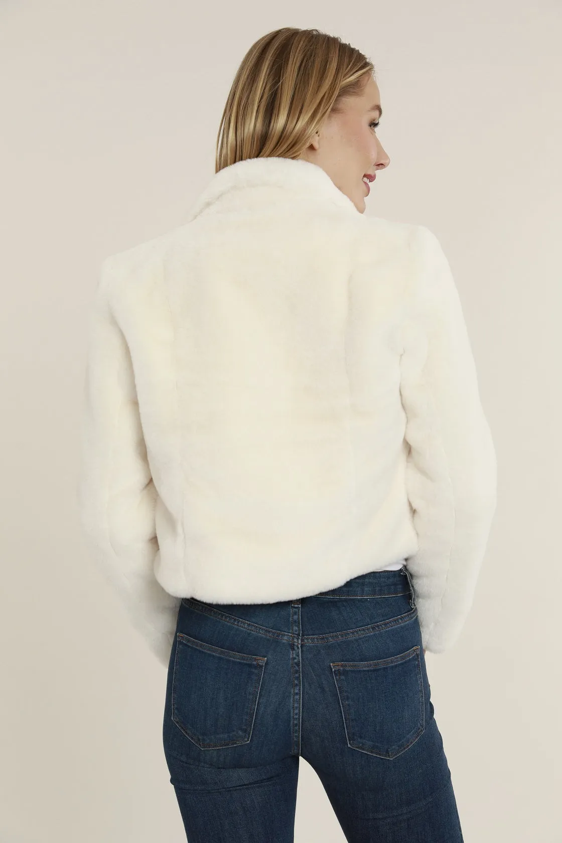 Plush Faux Fur Notch Collar Jacket