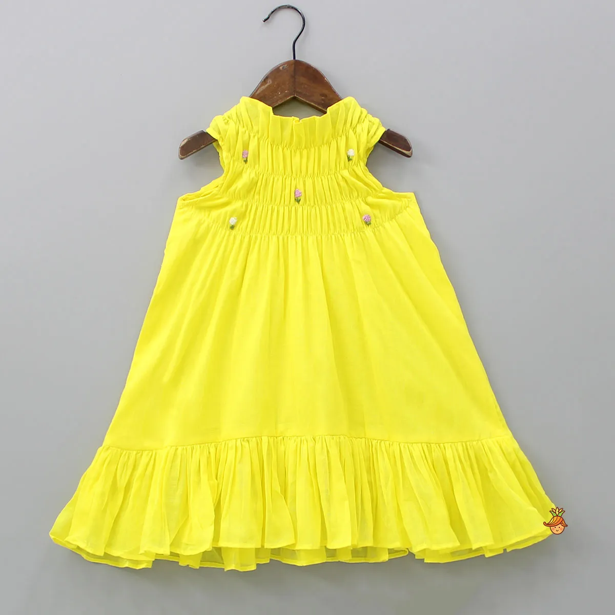 Pre Order: Halter Neck Embroidered Yellow Dress