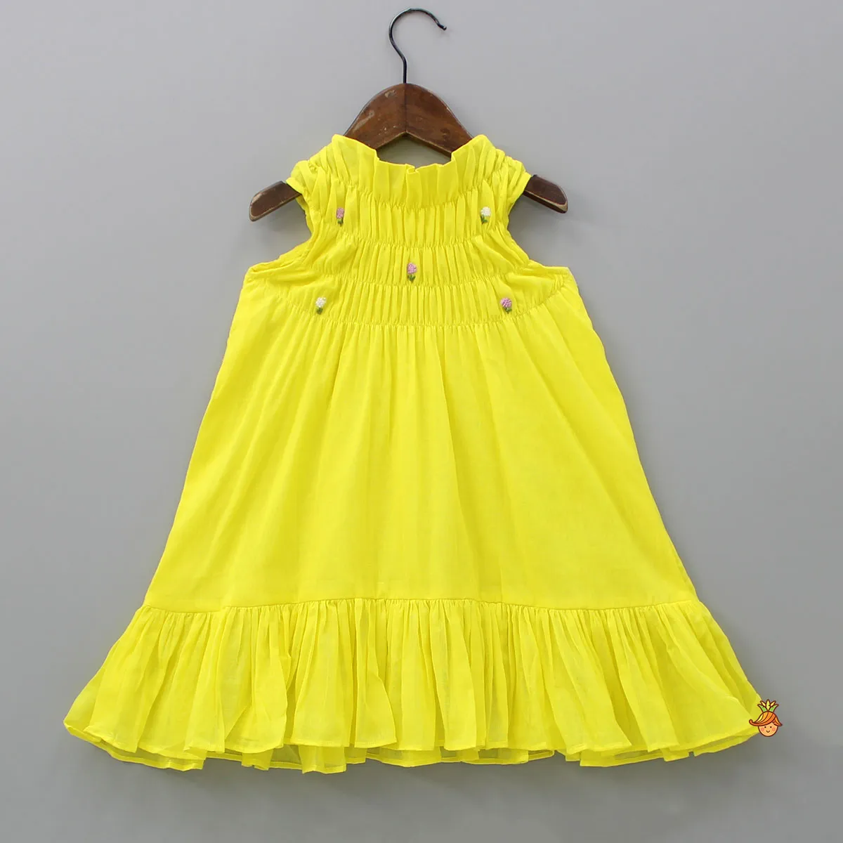 Pre Order: Halter Neck Embroidered Yellow Dress