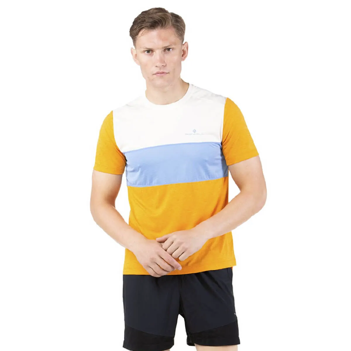 Ronhill Tech Trio Shortsleeve Tee Mens | Spice Marl/lake Blue