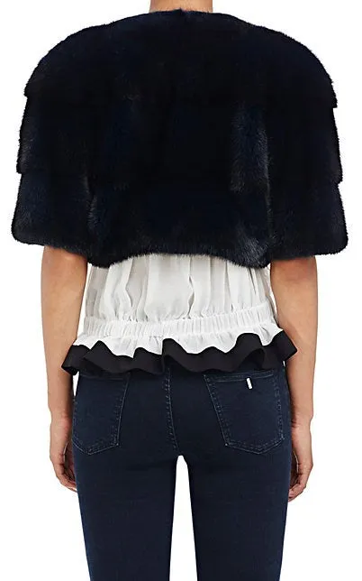 Sarah Mini Mink Fur Jacket Nero